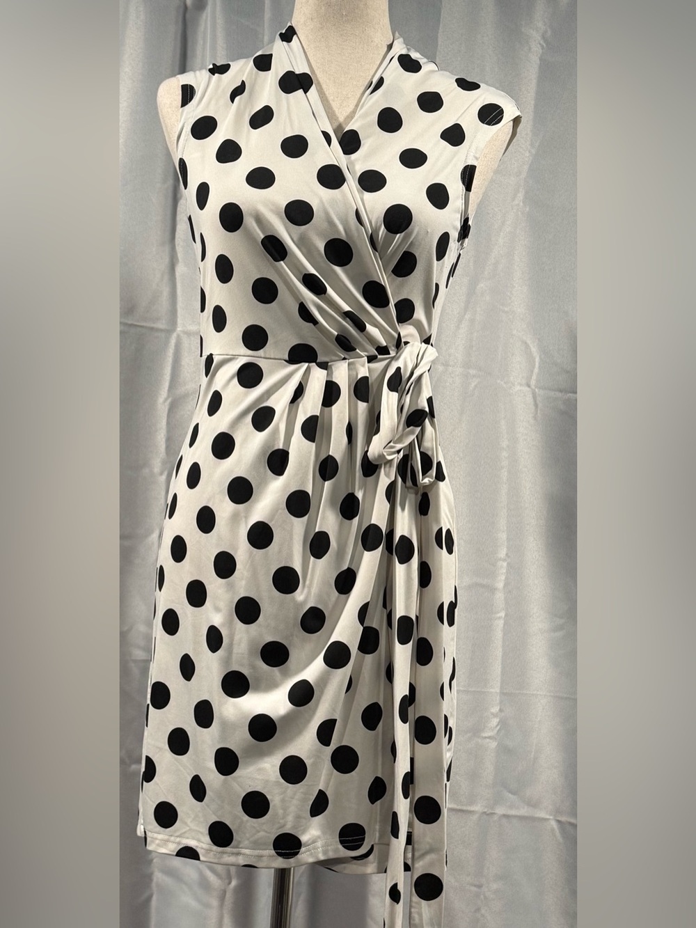 Polka Dot White & Black Wrap Dress
